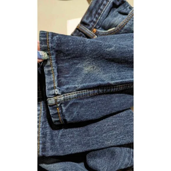 Levis 505 Jeans Mens 33x30 Blue Denim Distressed Well Loved Straight Leg Jeans - Picture 9 of 10